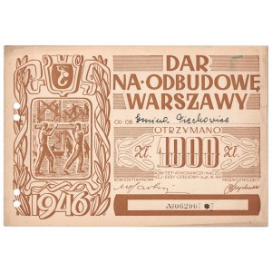 Dar na odbudowę Warszawy, cegiełka na 1.000 złotych 1946