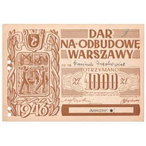 Dar na odbudowę Warszawy, cegiełka na 1.000 złotych 1946