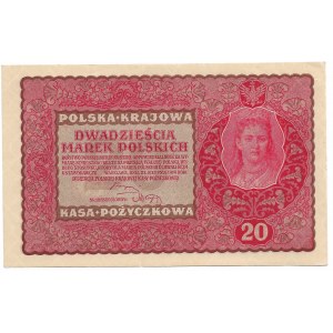 II RP, 20 marek polskich 1919 II SERJA CK - ex Lucow