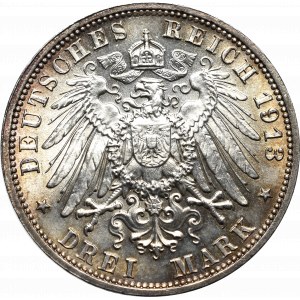 Germany, Saxony, 3 marks 1913 E