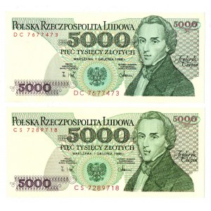 PRL, 5000 złotych 1986 - zestaw 2 egzemplarze - Serie DC i CS