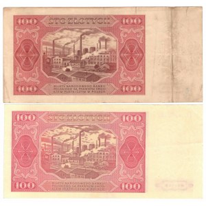 PRL, zestaw 100 złotych 1948 - 2 egzemplarze Serie : BL, IC