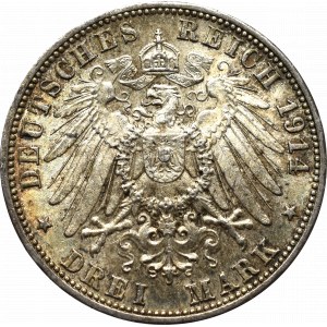 Germany, Wuertemberg, 3 mark 1914