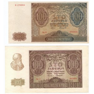 GG, 50 i 100 złotych 1940 , 100 złotych 1941 (zestaw 3 egzemplarze)