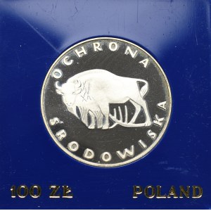 PRL, 100 złotych 1977 Ochrona środowiska - Żubr
