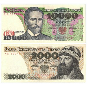 PRL, 2000 złotych 1979 i 10.000 złotych 1988 (2 egzemplarze)
