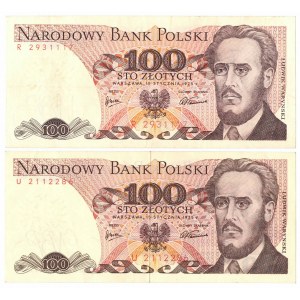 PRL, 100 złotych 1975 R i U (2 egzemplarze)