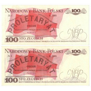 PRL, 100 złotych 1975 R i U (2 egzemplarze)