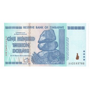 Zimbabwe, 100 trylionów dolarów 2008 AA