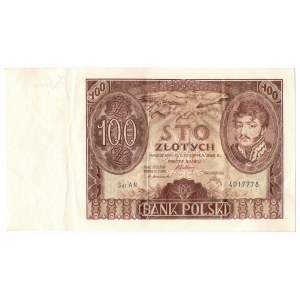 II RP, 100 złotych 1932 AN. - dodatkowe kreski na marginesie