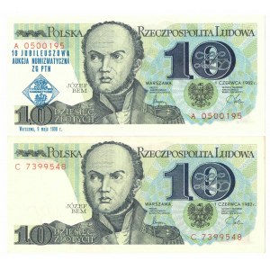 PRL, 10 złotych 1982 A i C (2 egzemplarze)