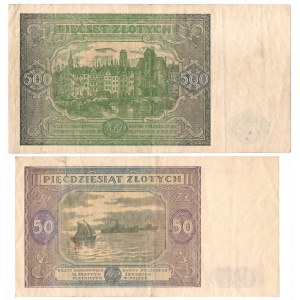 PRL, 50 i 500 złotych 1946 (2 egzemplarze)