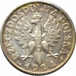 II Rzeczpospolita, 1 złoty 1924 (róg i pochodnia), Paryż Kobieta i kłosy