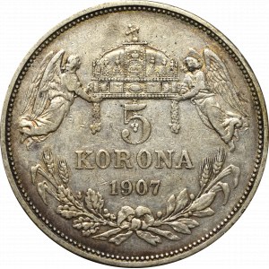 Hungary, 5 corona 1907