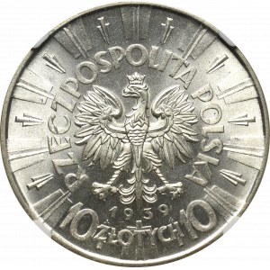 II Republic of Poland, 10 zloty 1939 Pilsudski - NGC MS64