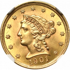 USA, 2-1/2 dolara 1901 - NGC MS63