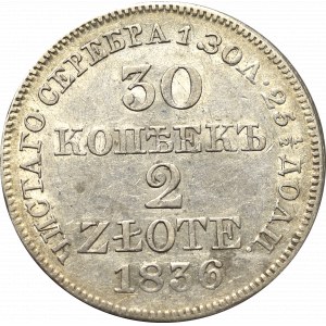 Poland under Russia, Nicholas I, 30 kopecks=2 zloty 1836