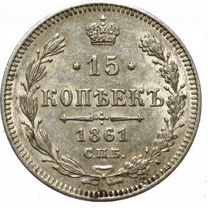 Russia, Alexander II, 15 kopecks 1861