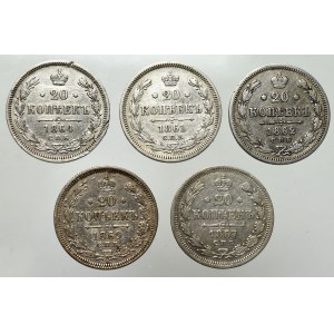 Russia, Alexander II, Lot of 20 kopecks 1861-69