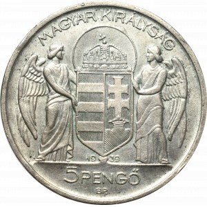 Hungary, 5 pengo 1939 Horthy Miklos