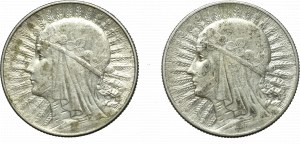 II Rzeczpospolita, Zestaw 5 złotych 1933-34 Głowa kobiety