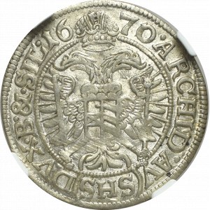 Schlesien under Habsburg, Leopold I, 3 kreuzer 1670, Breslau - NGC MS63