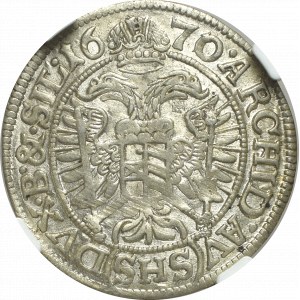 Śląsk pod panowaniem Habsburgów, Leopold I, 3 krajcary 1670, Wrocław - NGC MS63