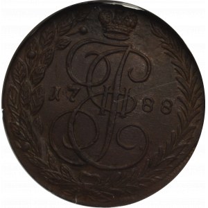 Rosja, Katarzyna II, 5 kopiejek 1788 - NGC AU58 BN