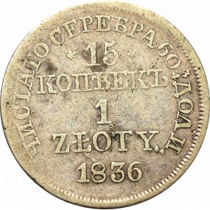 Poland under Russia, Nicholas I, 15 kopecks=1 zloty 1836 MW