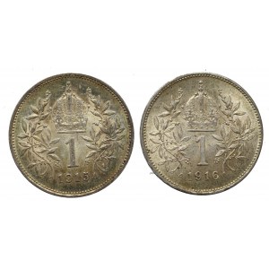 Austro-Węgry, 1 korona 1915 i 1916 (2 egzemplarze)