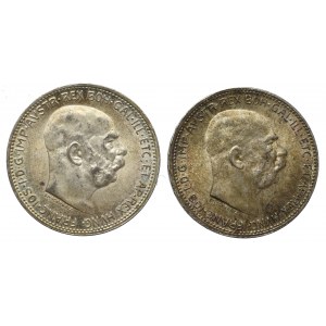 Austria, 1 corona 1915 and 1916 (2 pcs)