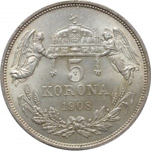 Węgry, Franciszek Józef, 5 koron 1908 - ZJAWISKOWE