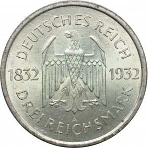 Niemcy, 3 marki 1932 D, Goethe