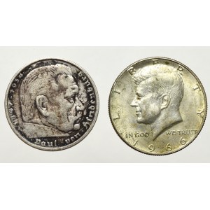 Zestaw 5 marek 1935 i 1/2 dolara 1966