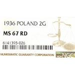II Republic of Poland, 2 groschen 1936 - NGC MS67 RD