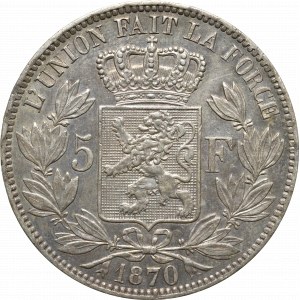 Belgium, 5 francs 1870