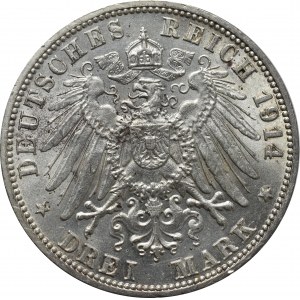 Germany, Wuertemberg, 3 mark 1914