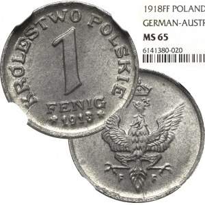 Królestwo Polskie, 1 fenig 1918 - NGC MS65
