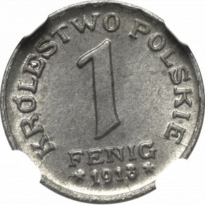 Królestwo Polskie, 1 fenig 1918 - NGC MS65