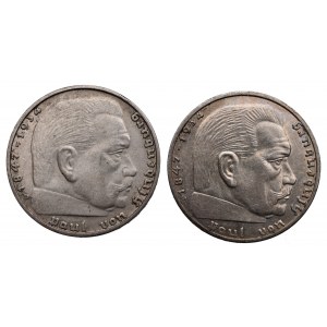 Germany, III Reich, Lot of 2 mark Hindenburg (2pcs)