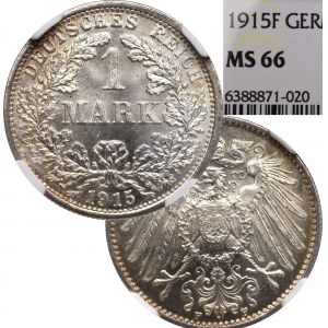 Germany, 1 mark 1915 F, Stuttgart - NGC MS66