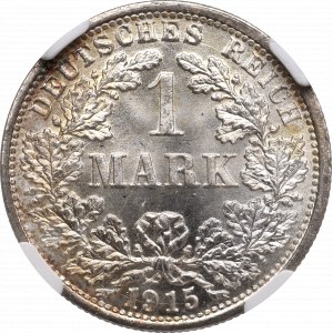 Germany, 1 mark 1915 F, Stuttgart - NGC MS66