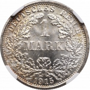 Niemcy, 1 marka 1915 F, Stuttgart - NGC MS66