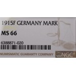 Germany, 1 mark 1915 F, Stuttgart - NGC MS66