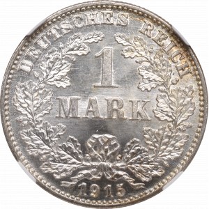 Niemcy, 1 marka 1915 G, Karlsruhe - NGC MS66