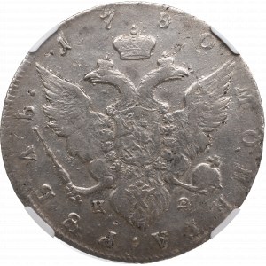 Rosja, Katarzyna II, Rubel 1780 ИЗ - NGC AU Details