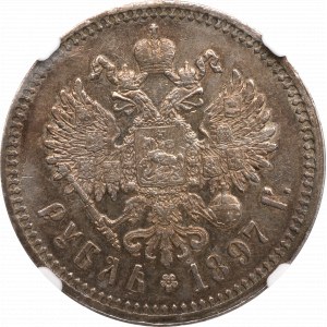 Russia, Nicholas II, Rouble 1897 АГ - NGC AU55