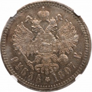 Rosja, Mikołaj II, Rubel 1897 АГ - NGC AU55