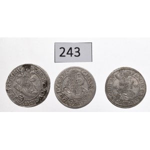 Austria and Schlesien, Lot of 3 kreuzer 1656-70