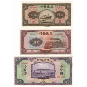 China, 5, 10 and 100 Yuan 1941 Bank of Communications